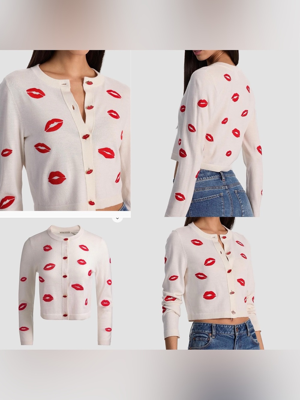 Alice + Olivia Daroda Kiss Lipstick Stretch ~ Wool Cardigan - Picture 9 of 17
